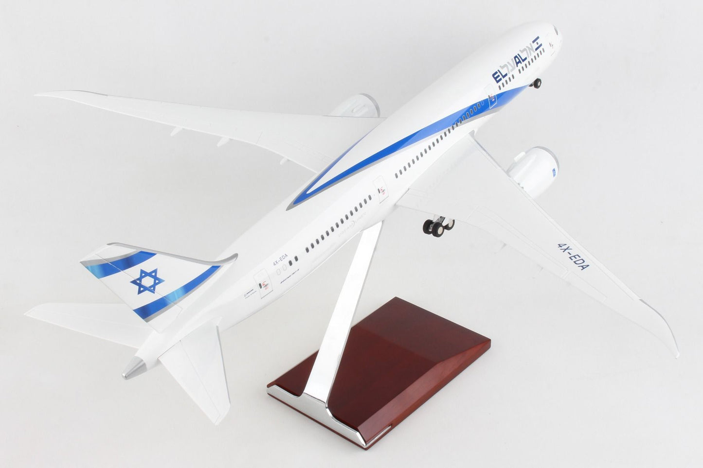 SKYMARKS EL AL 787-9 1/100 W/WOOD STAND & GEAR