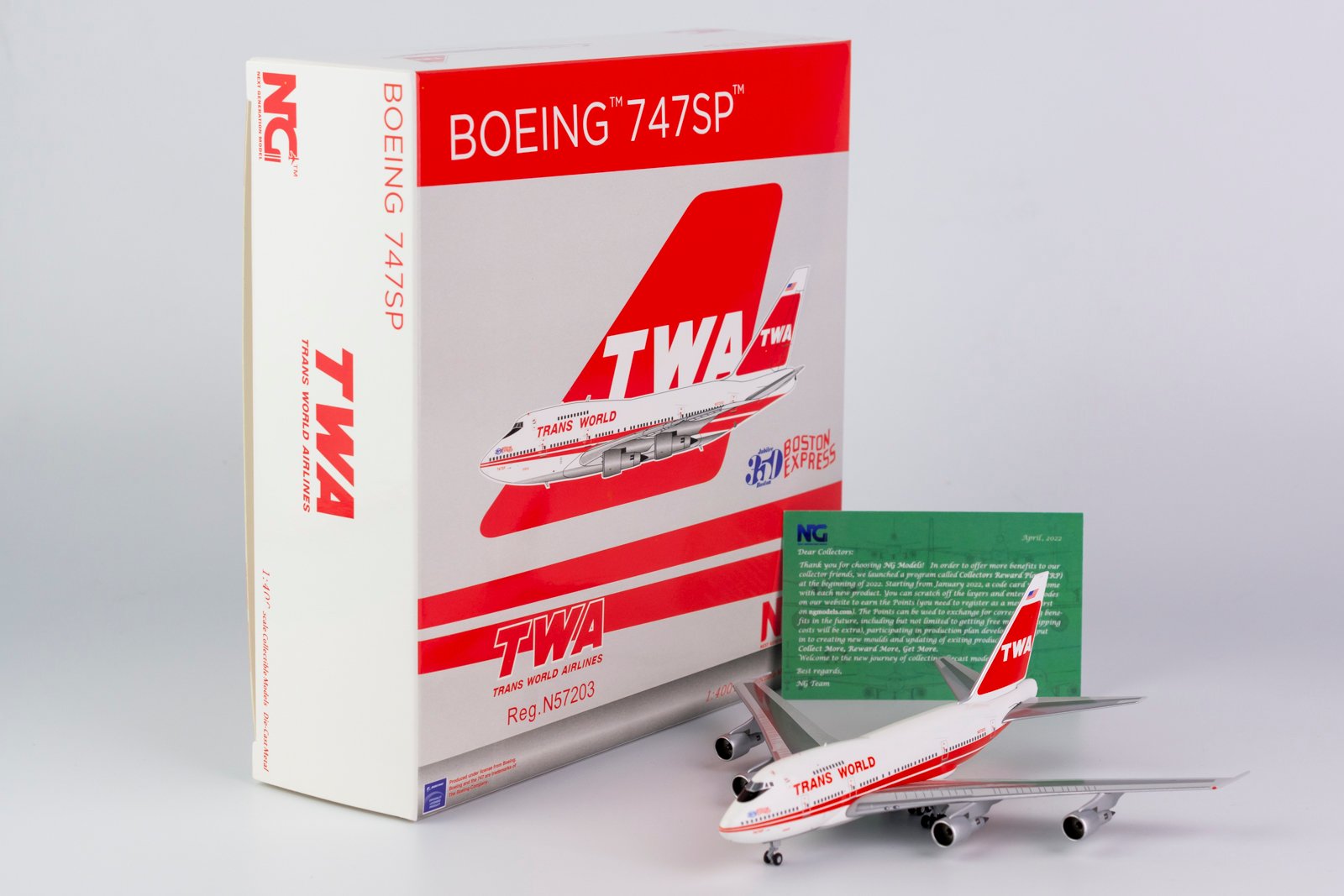 1:400 NG Models Trans World Airlines (TWA) Boeing 747SP 