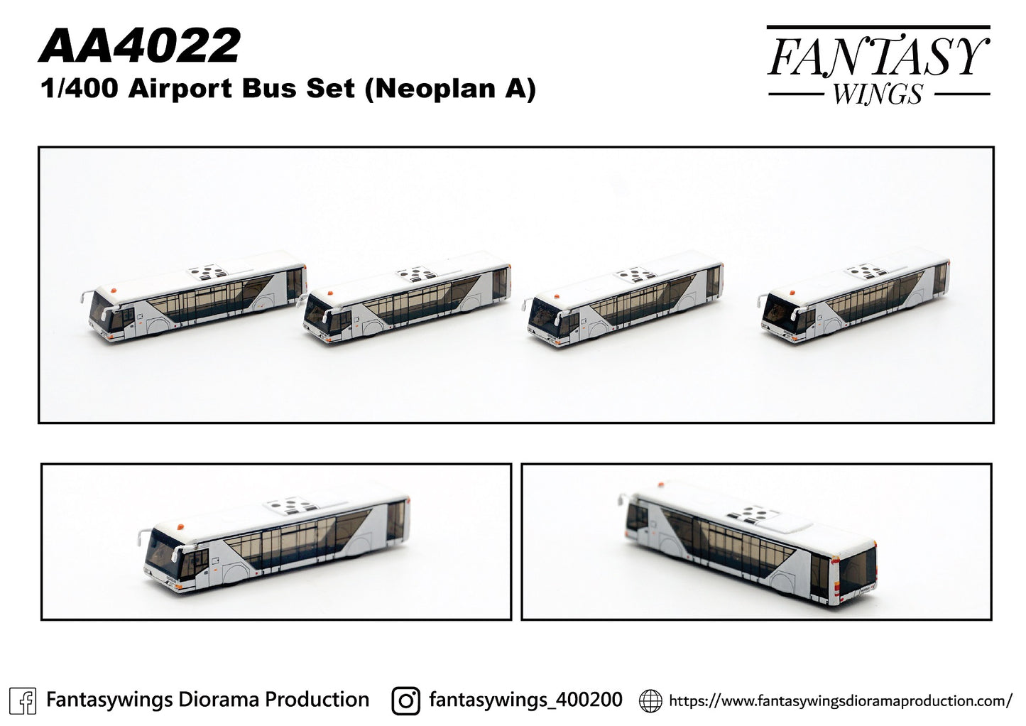 1:400 Fantasy Wings Airport Bus Set AA4022 (Neoplan A) Pack of 4